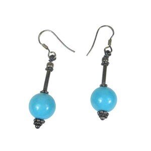 Glass Beaded Dangle Earrings Sterling Silver 925 Hooks